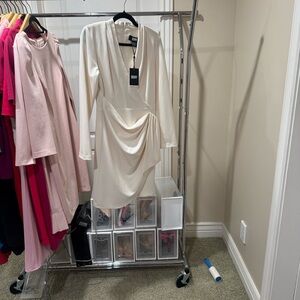 DKNY Cream Draped Dress